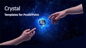  Presentation with shining stars - Colorful presentation theme enhanced with touch the earth globe backdrop and a navy blue colored foreground