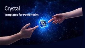  Presentation with shining stars - PPT layouts featuring touch the earth globe background and a  colored foreground