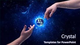  Presentation with god light - Slide set enhanced with touch the earth globe background and a  colored foreground