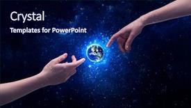  Presentation with god light - Slides enhanced with touch the earth globe background and a  colored foreground