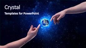  Presentation with shining stars - Slide set consisting of touch the earth globe background and a  colored foreground