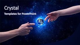  Presentation with shining stars - Amazing PPT theme having touch the earth globe backdrop and a  colored foreground