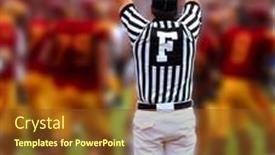  Presentation with referee - Theme with touchdown-referee-with-hands-up background and a tawny brown colored foreground