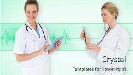  Presentation with ecg - Amazing presentation design having touche heart service - composite image of medical team backdrop and a sky blue colored foreground