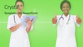  Presentation with medical - Cool new presentation theme with touche heart service - composite image of medical team backdrop and a seafoam green colored foreground