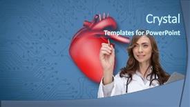  Presentation with microwave imaging image of modern - Slide deck having touche heart service - composite image of smiling brunette background and a ocean colored foreground