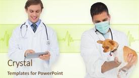  Presentation with medical smiling doctor - Slide deck enhanced with touche heart service - composite image of vet background and a cream colored foreground