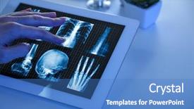  Presentation with digital - Colorful PPT theme enhanced with touche heart service - doctor hand touching modern digital backdrop and a teal colored foreground