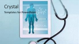  Presentation with medical error gavel and stethoscope - Audience pleasing theme consisting of touche heart service - medical tablet with stethoscope backdrop and a light blue colored foreground