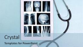  Presentation with medical service - Colorful presentation theme enhanced with touche heart service - medical tablet with stethoscope backdrop and a light blue colored foreground