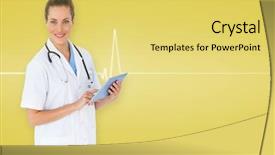  Presentation with yellow medical - Beautiful presentation featuring touche heart service - pretty nurse using tablet pc backdrop and a  colored foreground
