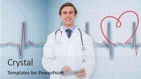  Presentation with red medical - Beautiful PPT layouts featuring touche heart service - young doctor using tablet pc backdrop and a  colored foreground