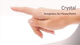  Presentation with press - Slide set featuring finger touching - woman's hand press button background and a lemonade colored foreground