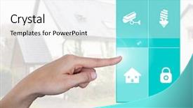  Presentation with automation system - Audience pleasing presentation design consisting of touching a home automation system backdrop and a white colored foreground