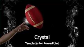  Presentation with hand touching finger digital - Cool new PPT theme with touching american football in smoke backdrop and a black colored foreground