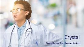  Presentation with african american adults in classroom - Beautiful PPT theme featuring touching back with hand muscular backdrop and a  colored foreground