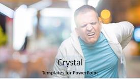  Presentation with back pain - Beautiful presentation theme featuring touching back with hand muscular backdrop and a  colored foreground