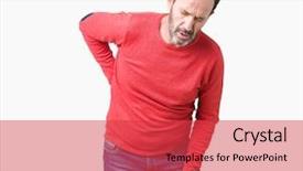  Presentation with back pain - Audience pleasing theme consisting of touching back with hand muscular backdrop and a red colored foreground