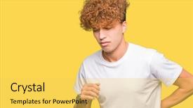  Presentation with back pain - Presentation theme consisting of touching back with hand muscular background and a yellow colored foreground