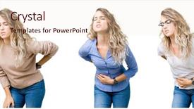 Presentation with hand wrist pain - Beautiful PPT theme featuring touching back with hand muscular backdrop and a  colored foreground