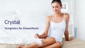  Presentation with beauty - Beautiful theme featuring touching bare legs with feather backdrop and a sky blue colored foreground