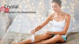  Presentation with beauty - Slide set featuring touching bare legs with feather background and a lemonade colored foreground