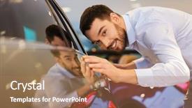  Presentation with car business - Cool new presentation with touching car in auto show backdrop and a coral colored foreground