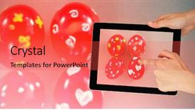  Presentation with digital - Beautiful presentation design featuring touching digital tablet against white backdrop and a red colored foreground