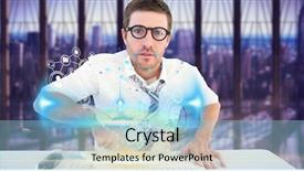  Presentation with digital image processing - Audience pleasing slide set consisting of touching futuristic desk with icon backdrop and a  colored foreground