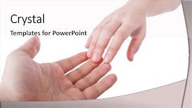  Presentation with salvation - Audience pleasing PPT theme consisting of touching hands concept for salvation backdrop and a white colored foreground