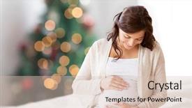  Presentation with pregnancy medicine healthcare and people - Amazing presentation theme having touching her belly over christmas backdrop and a lemonade colored foreground