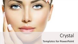  Presentation with spa - Colorful presentation design enhanced with touching her face beauty spa backdrop and a sky blue colored foreground