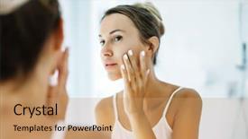  Presentation with mirror - Audience pleasing presentation theme consisting of touching her skin making everyday backdrop and a coral colored foreground