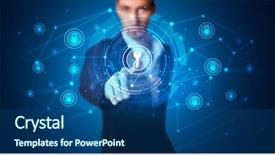  Presentation with hologram - Slides with touching hologram screen displaying keys background and a  colored foreground