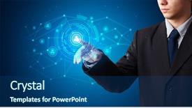  Presentation with hologram - Amazing theme having touching hologram screen displaying keys backdrop and a ocean colored foreground