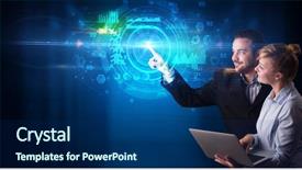  Presentation with medical charts - Presentation theme consisting of touching hologram screen displaying medical background and a navy blue colored foreground