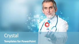  Presentation with medical charts - PPT layouts consisting of touching hologram screen displaying medical background and a light blue colored foreground