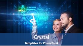  Presentation with medical charts - PPT layouts consisting of touching hologram screen displaying medical background and a ocean colored foreground