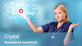  Presentation with medical charts - Audience pleasing presentation consisting of touching hologram screen displaying medical backdrop and a teal colored foreground