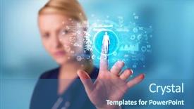  Presentation with medical charts - Cool new slide set with touching hologram screen displaying medical backdrop and a ocean colored foreground