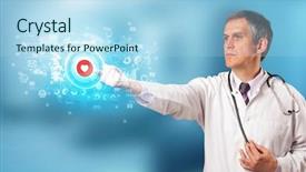  Presentation with medical charts - Theme having touching hologram screen displaying medical background and a light blue colored foreground