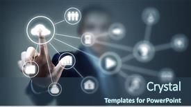  Presentation with mobile computing - Amazing presentation theme having touching icon of cloud computing backdrop and a ocean colored foreground