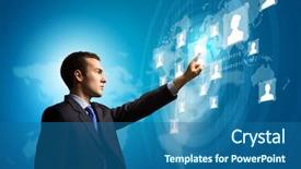  Presentation with media image - Presentation featuring touching icon of media screen background and a ocean colored foreground