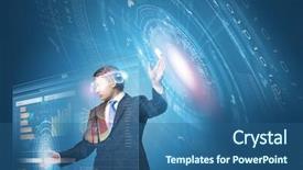  Presentation with media and information literacy - Presentation theme enhanced with touching icon of media screen background and a ocean colored foreground