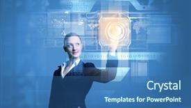  Presentation with politics and media - Theme having touching icon of media screen background and a ocean colored foreground