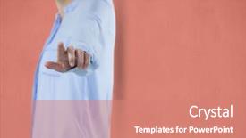  Presentation with digital - Presentation design enhanced with touching imaginary screen against color background and a coral colored foreground