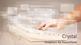  Presentation with high tech illustration - Beautiful PPT theme featuring touching keyboard with high tech backdrop and a lemonade colored foreground