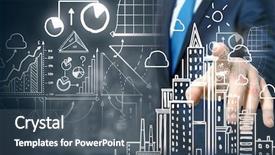  Presentation with construction - Audience pleasing PPT theme consisting of touching media screen with construction backdrop and a dark gray colored foreground