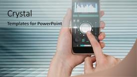  Presentation with music production - Amazing PPT theme having touching mobile phone with sound backdrop and a light gray colored foreground