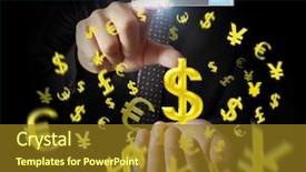  Presentation with money online - Cool new PPT theme with touching online button with money backdrop and a tawny brown colored foreground